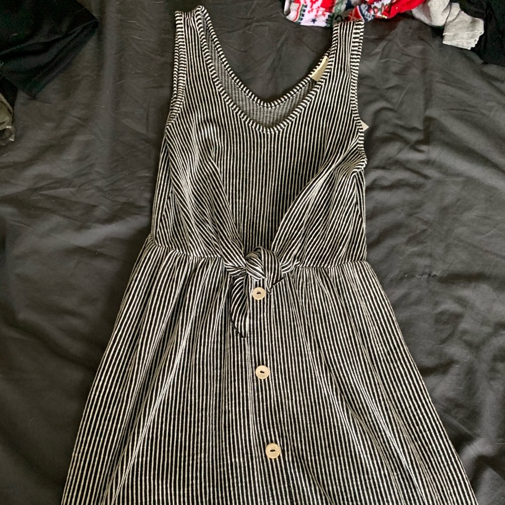 Caution to the wind midi striped dress